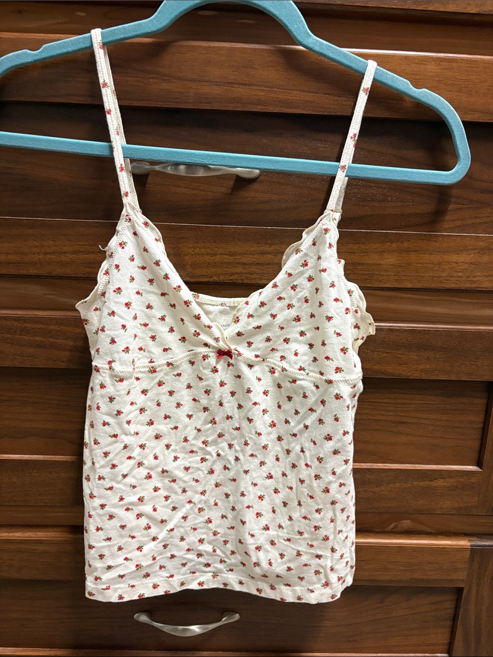 Brandy Melville NWT Cream Floral Print Spaghetti Strap Tank Top